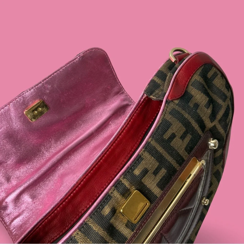 Fendi Zucca Vanity Mirror Clutch Tobacco Pink - Picture 8 of 13